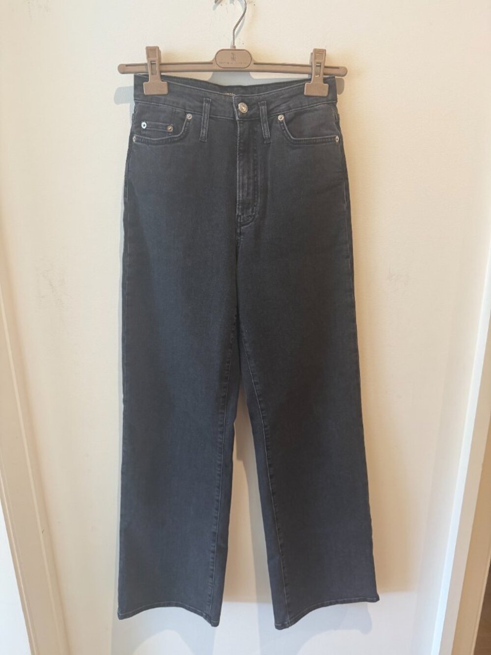 Maje High Waisted Straight Leg Black Denim Jeans size 36 (US Small)